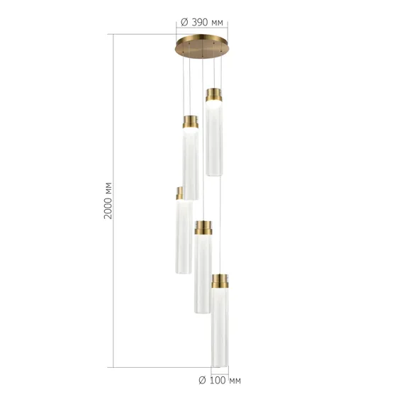 SL6236.303.05 Светильник подвесной ST-Luce Латунь/Прозрачный LED 5*12W 4000K CHAMPAGNE