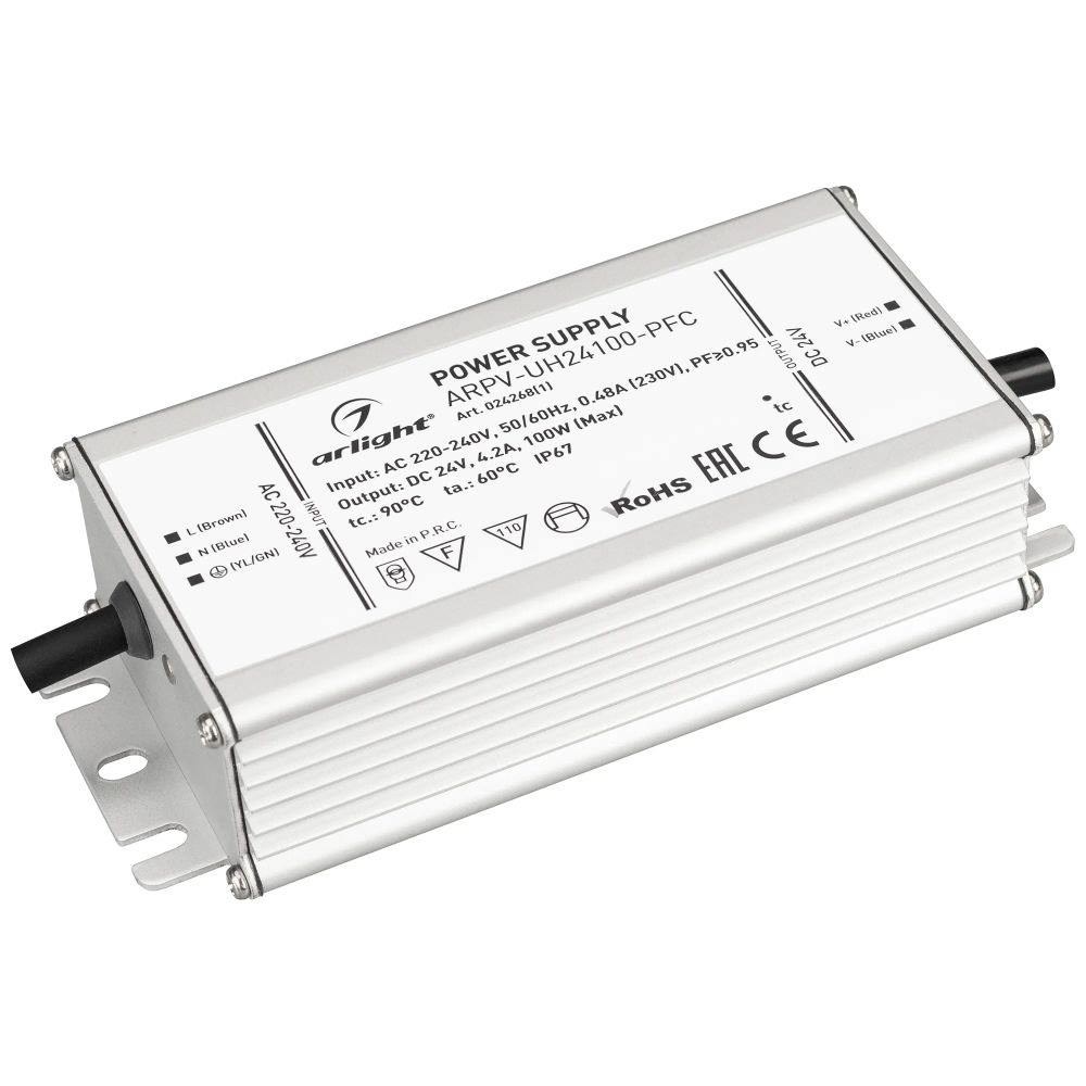 Блок питания ARPV-UH24100-PFC (24V, 4.2A, 100W) (Arlight, IP67 Металл, 7 лет) 024268(1)
