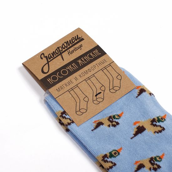 Носки ЗАПОРОЖЕЦ Дичь 86 Бит короткие женские Голубой