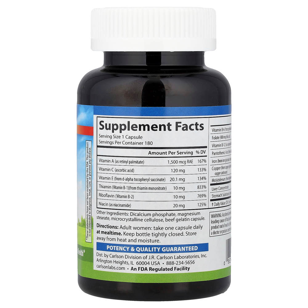 Carlson, Восстановление железа для женщин, 180 капсул