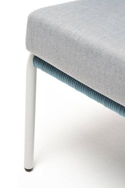 "Милан" кресло плетеное из роупа, каркас алюминий светло-серый (RAL7035) муар, роуп бирюзовый круглый, ткань светло-серая