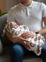 Пеленальный кокон и шапочка Mjölk Печенье