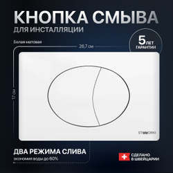 Кнопка смыва для унитаза STWORKI 230824 пластик, цвет матовый белый