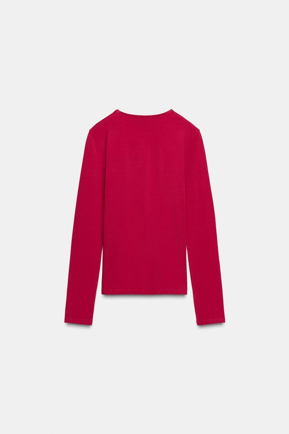 ZARA БАЗОВАЯ ХЛОПКОВАЯ ФУТБОЛКА, ЦВЕТ ФУКСИИ