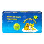Доброзверики подстилки для животных "Super" с рисунком 60х60, 30 шт.