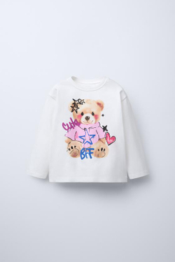 ZARA ЛОНГСЛИВ С РЕЛЬЕФНЫМ ПРИНТОМ, ЖЕЛТОВАТО-БЕЛЫЙ