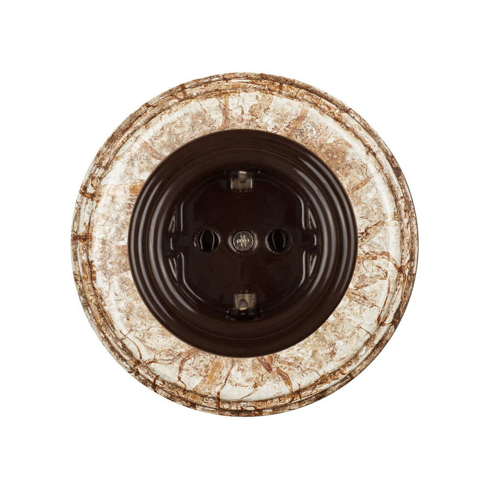 Розетка с З.К., керамика, цвет коричневый B1-101-02