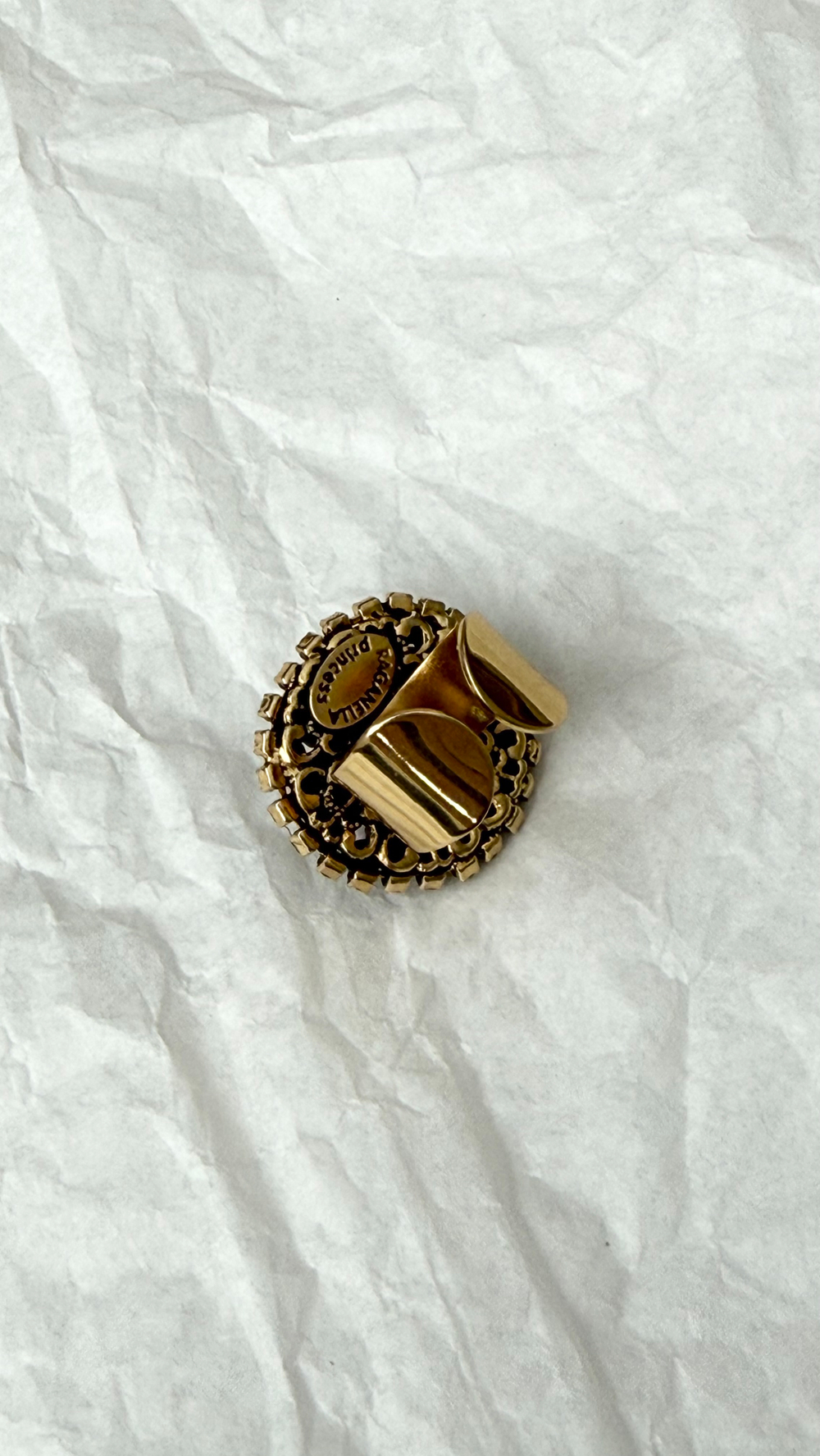 Кольцо круглый "лабиринт" с медовыми кристаллами, разъемное