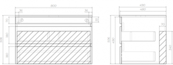 Подвесная тумба Vigo Urban 800-0-2 (800х490х506 мм) со столешницей и умывальником (TP.URB.80.2Y)