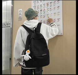 Рюкзак женский мужской городской школьный без брелка, черный