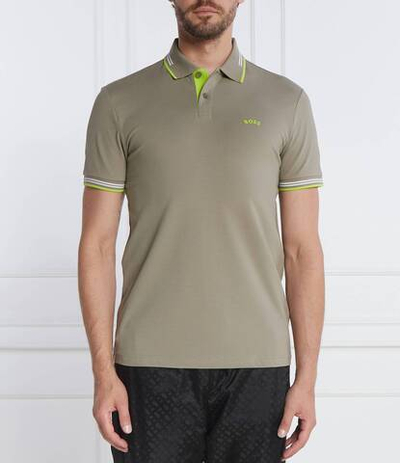 Поло Paul Curved BOSS GREEN - хаки(50469245)