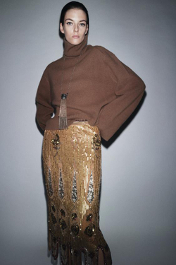 ZARA ЮБКА С ВЫШИВКОЙ — ZW COLLECTION LIMITED EDITION, ЗОЛОТОЙ