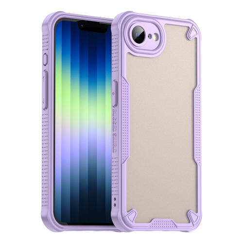 Чехол противоударный для iPhone 16e, боковые рамки фиолетового цвета, задняя крышка прозрачная тонированная