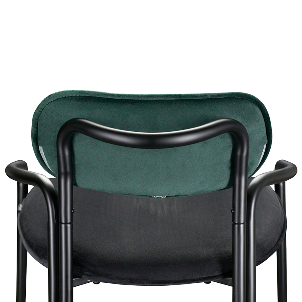 Стул барный Ror, round, велюр, черный/темно-зеленый/черный