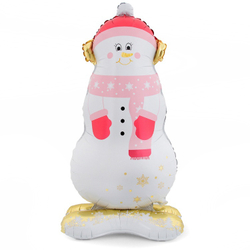 Ростовой шар "Снеговик в розовом шарфе" 119 см