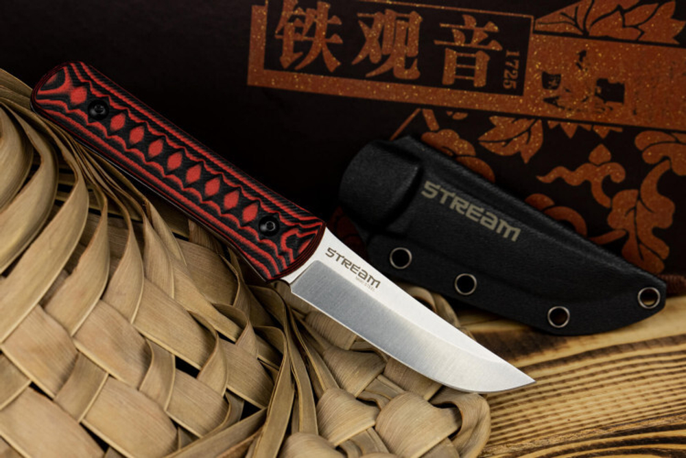 Нож Kizlyar Supreme STREAM N690 SW G10-BRH KS (StoneWash, G10 Black-Red Handle, Kydex Sheath)