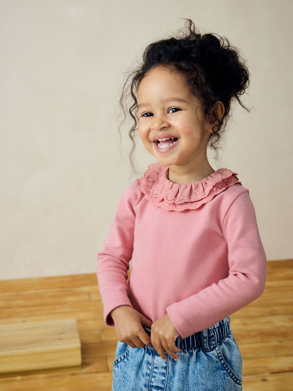 Лонгслив с воротником для девочки Next B87-598, Розовый