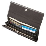 Портмоне женское BEFLER "Кайман", 185х92 мм, натуральная кожа, кнопка, крокодил, черное, PJ.43.-13