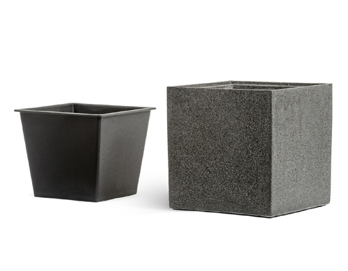 Кашпо TREEZ Effectory Stone Куб Тёмно-серый камень 50х50х50 см 41.3321-01-064-GR-50