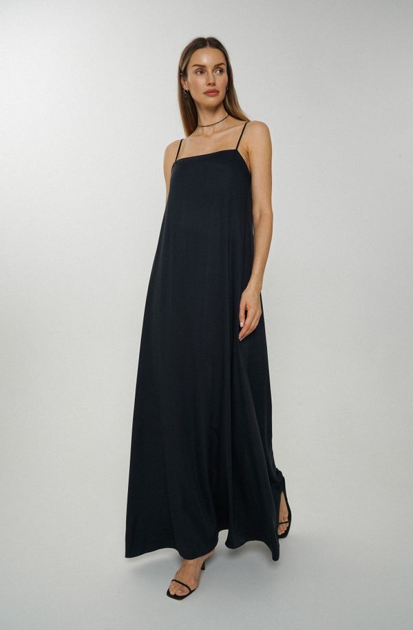 Платье-комбинация А-силуэта AD044 черное - фото 3