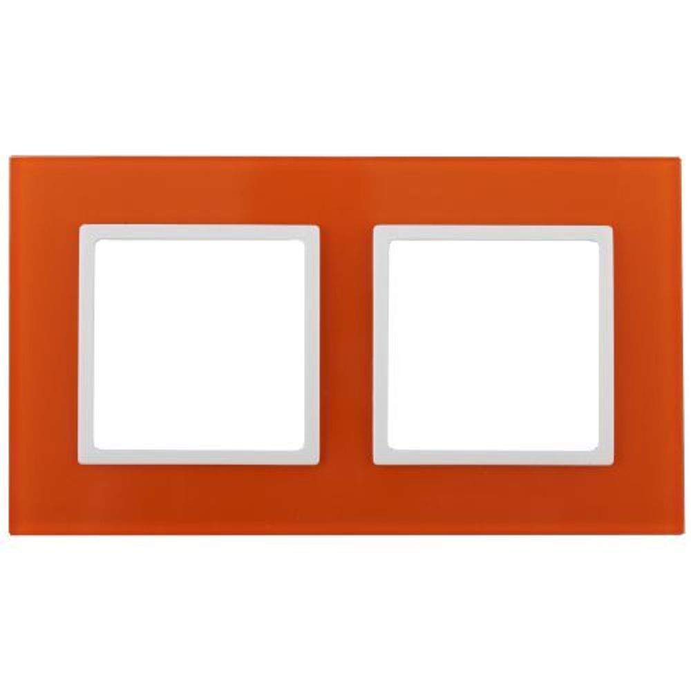 Рамка 2-м 14-5102-22 стекло Elegance оранжевый+бел. ЭРА Б0034495