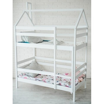 Кровать детская двухъярусная Домик береза Белый