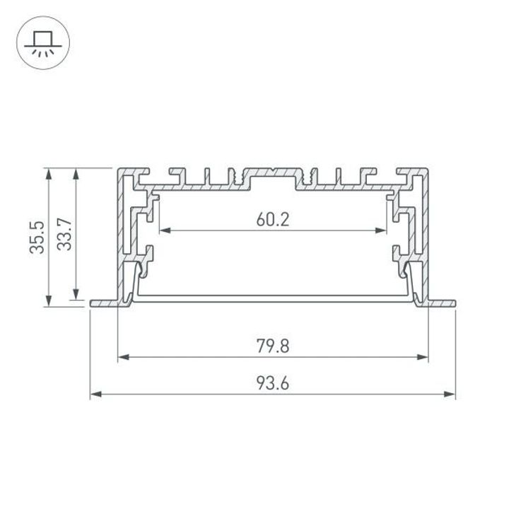 Профиль с рассеивателем Arlight S2-LINIA94-F-2500 Anod+Opal 021178(1)