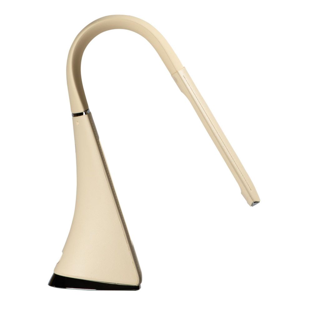 TLD-542 Cream-LED-300Lm-5000K-Dimmer Светильник настольный c часами. календарем. термометром. 5W. Сенсорный выключатель. Кремовый стилизован под кожу. TM Uniel.