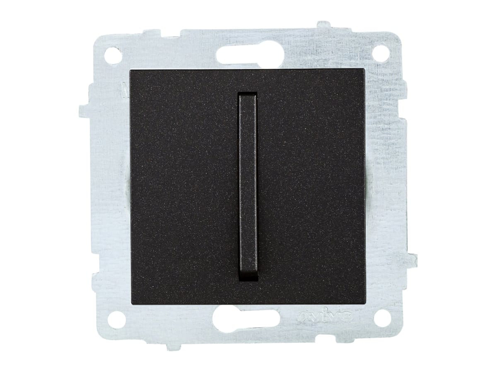 Выключатель 1-кл OVIVO 10А черный металлик узкая клавиша 610-000217-200