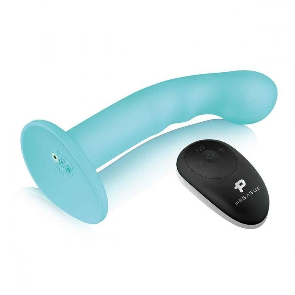 Голубая изогнутая насадка 6in Remote Control Ripple P-Spot G-Spot на черных трусиках - 16 см. (Цвет: голубой с черным)