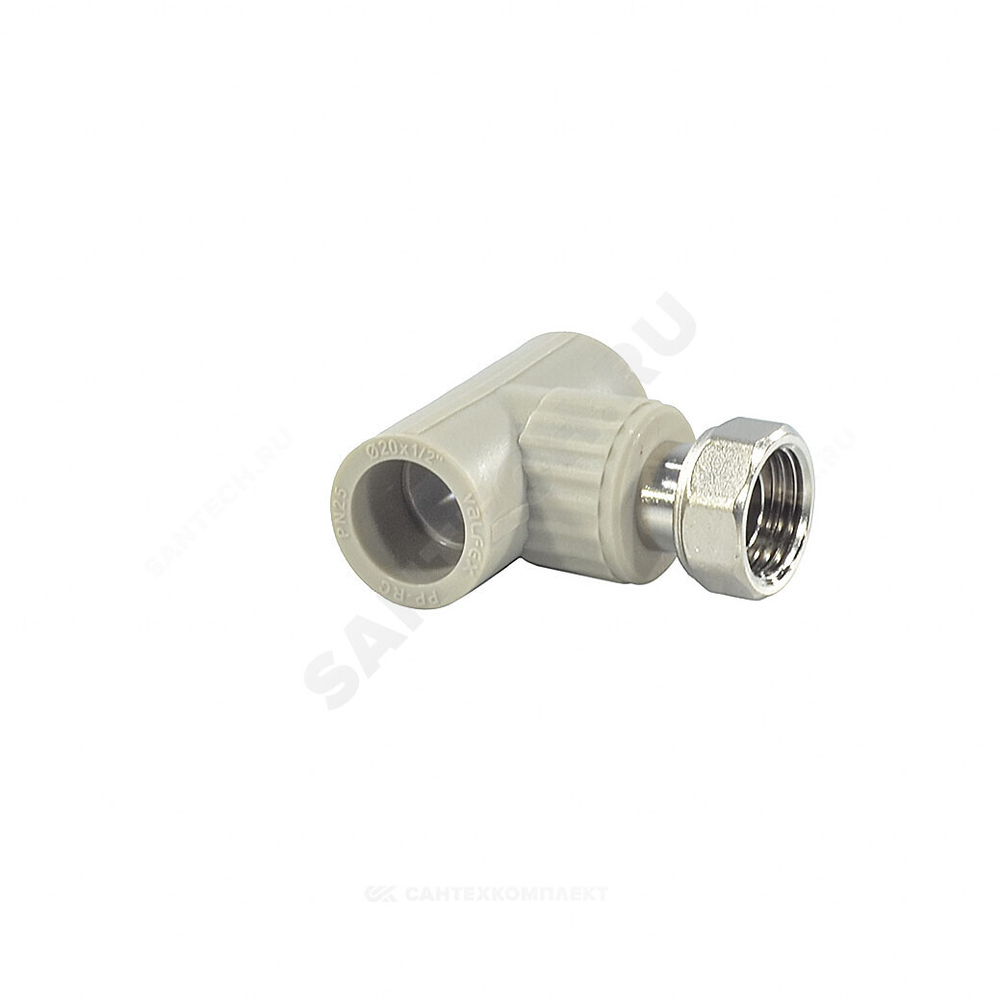 Тройник PP-R комбинированный серый Дн 25х1" с накидной гайкой VALFEX 10140125Г