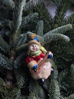 Новогодняя игрушка Снеговик музыкант с гитарой стекло