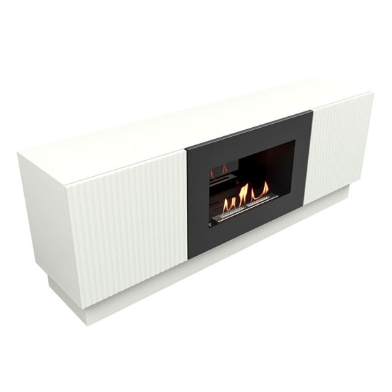 Тумба с биокамином Firelight BFP/P-1400L белая — (4)