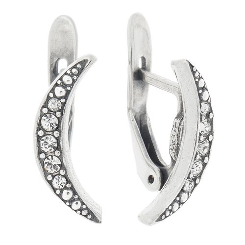 "Каната" серьги в серебряном покрытии из коллекции "Момент" от Jenavi  с английским замком