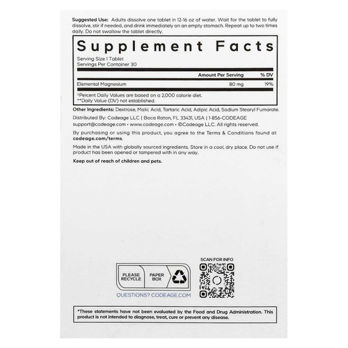 Codeage, Молекулярный водород, без добавок, 30 шипучих таблеток