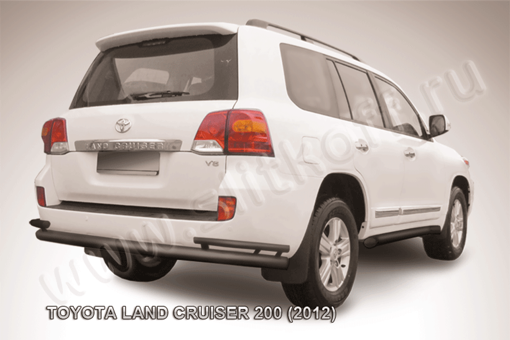 Защита заднего бампера Toyota Land Cruiser 200 (2012-2015) d76+d42 серебристая