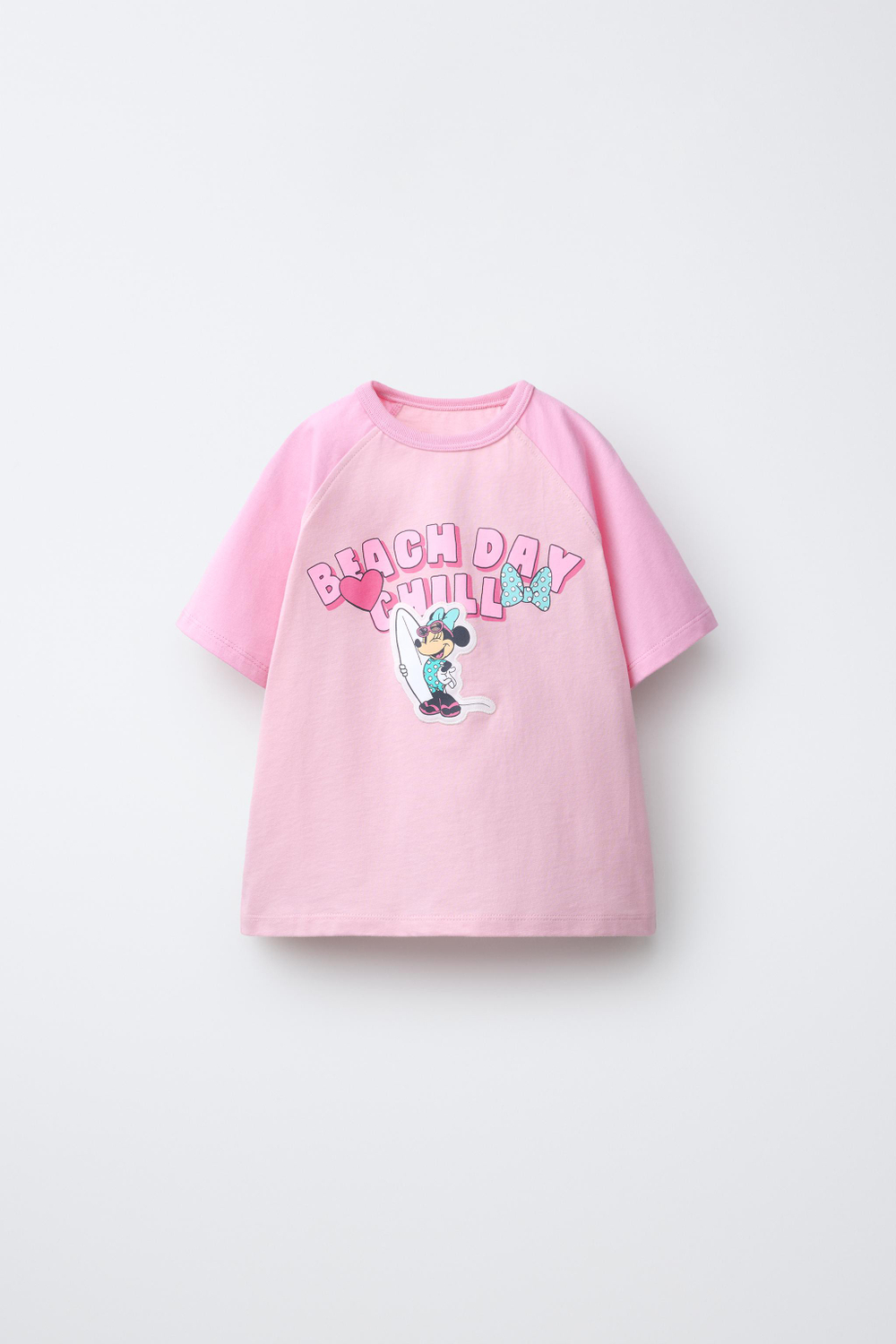 ZARA ФУТБОЛКА С РУКАВАМИ РЕГЛАН MINNIE MOUSE © DISNEY, РОЗОВЫЙ