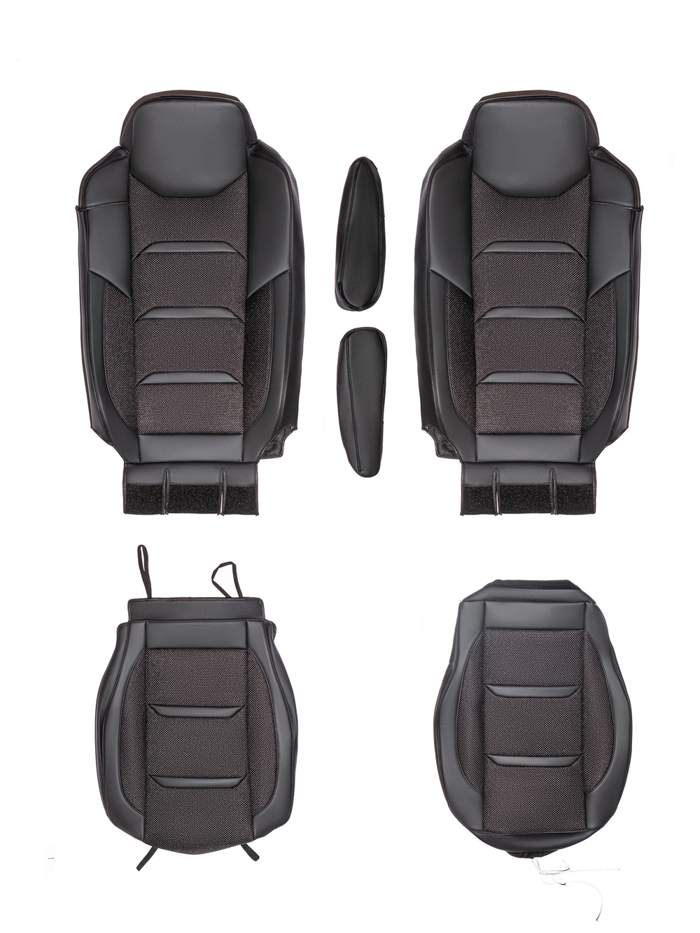 Чехлы Люкс Mercedes Actros MP3 (экокожа, черный, серая вставка)
