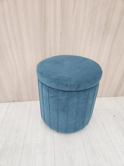 Пуф круглый, на металл ножках, велюр, без ящика