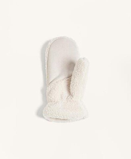 Oysho Варежки из искусственной овчины на шнурке, экрю