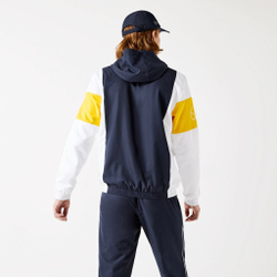 Мужская теннисная кофта Lacoste Men's Sport Hooded Colorblock Zip Jacket - navy blue/white/yellow/white