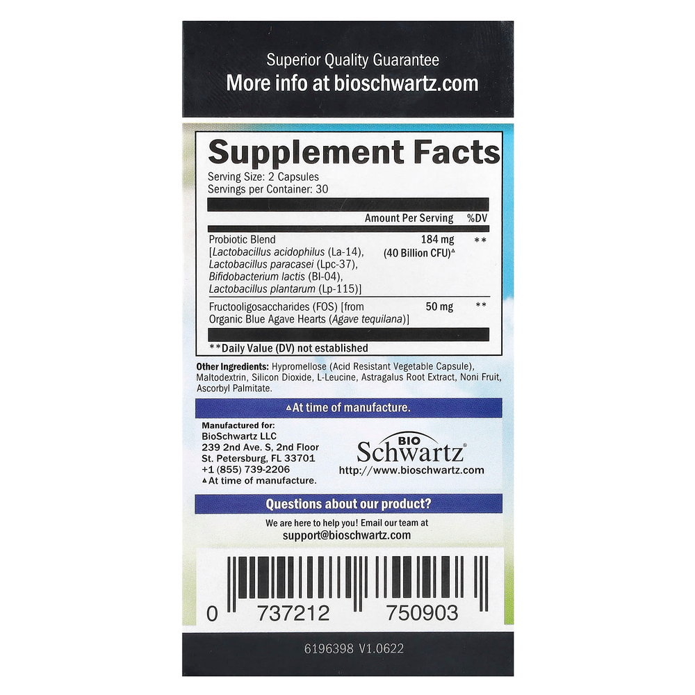 BioSchwartz, пробиотик улучшенной силы действия, 60 капсул