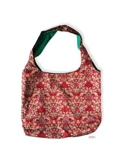 Шоппер - пилигрим COZA большая с принтом "Моррис красный", 46х37х9 см