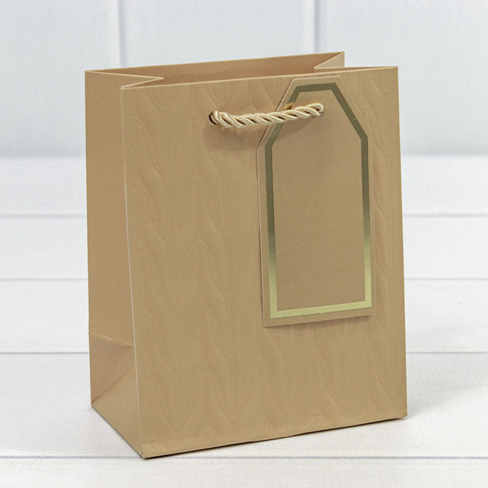 Пакет подарочный 12х15х7см Премиум "Узор" (Бежевый, Серый)