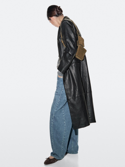 Massimo Dutti Поясная сумка из замши с двумя отделениями, хаки