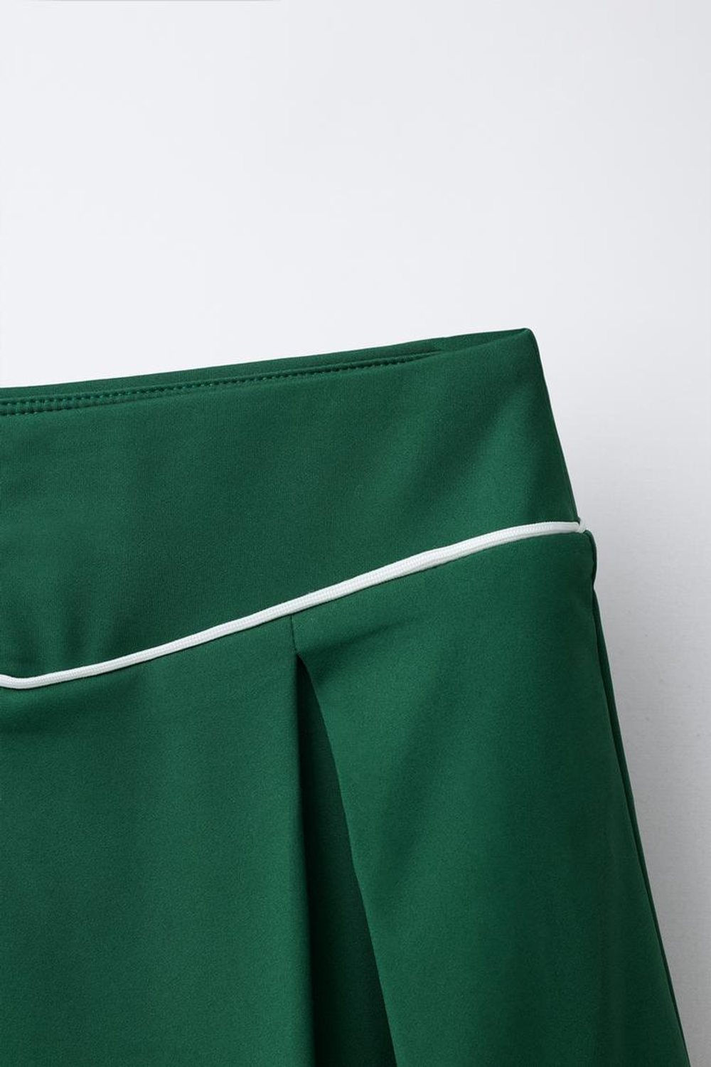 ZARA ЮБКА В СКЛАДКУ С КОНТРАСТНОЙ ОТДЕЛКОЙ, МЯГКИЙ ЗЕЛЕНЫЙ