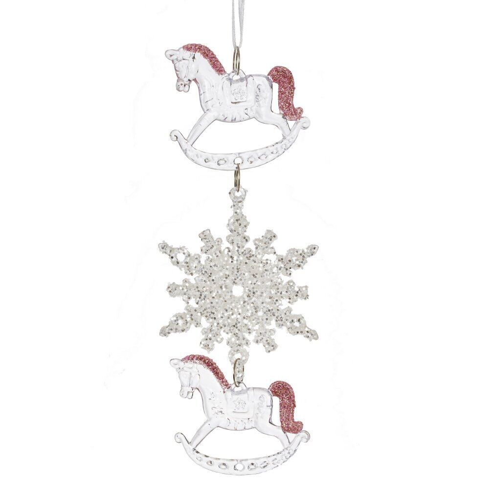 GAEM Украшение новогоднеe подвеска"Снежинка с лошадками", L6,5 W0,5 H18 см