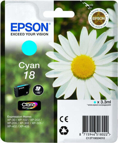 Epson Daisy Singlepack Cyan 18 Claria Home Ink C13T18024010