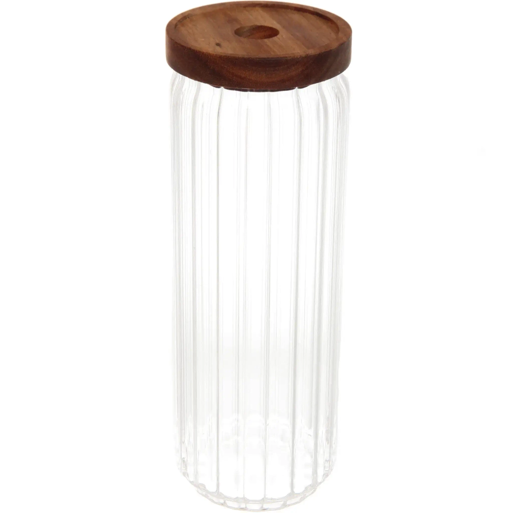 Банка для продуктов стеклянная 1300мл «Bella cucina» с крышкой из акации 9*25см