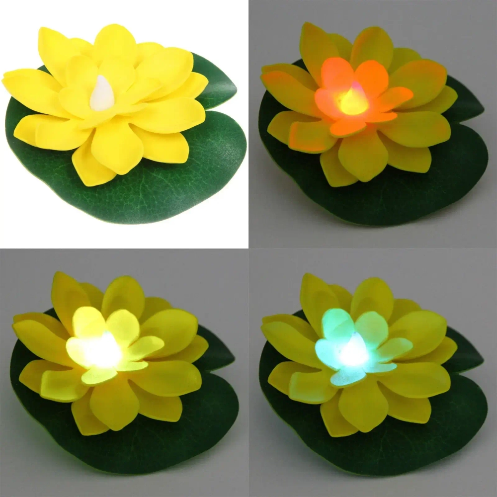 Растение водоплавающее «Кувшинка» d-10 см от контакта с водой, желтый с подсветкой (RGB)
